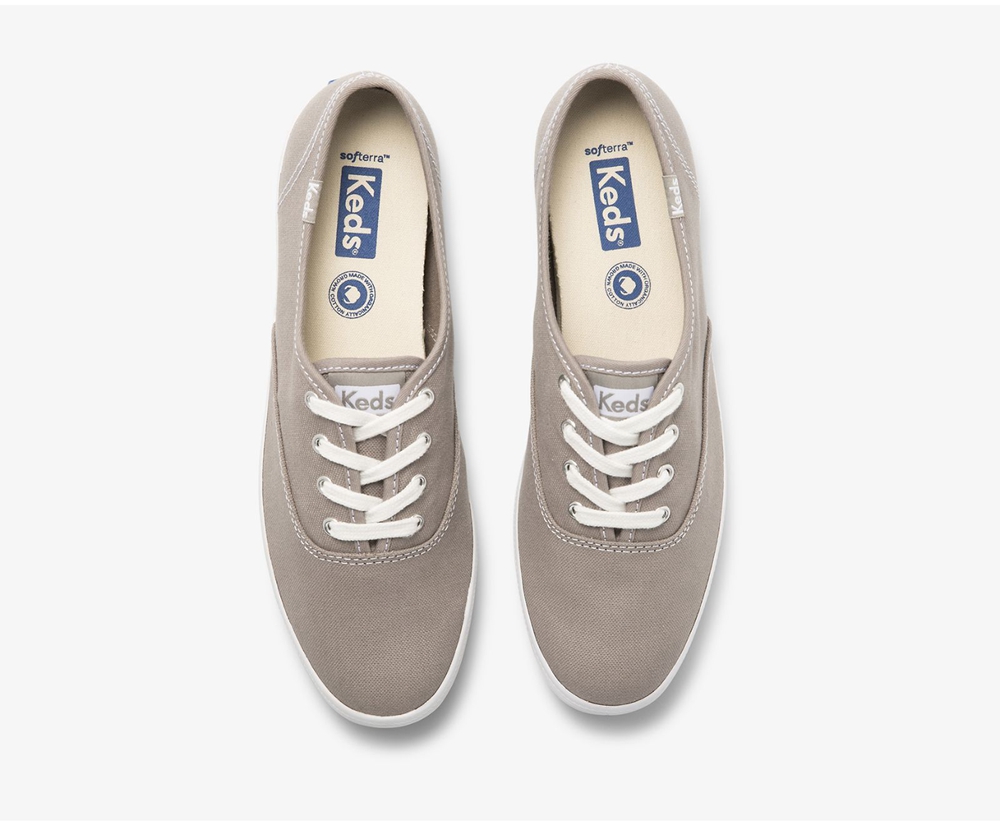 Πανινα Παπουτσια Γυναικεια - Keds Champion Organic Cotton Καμβας - Γκρι - NLUDQ5714